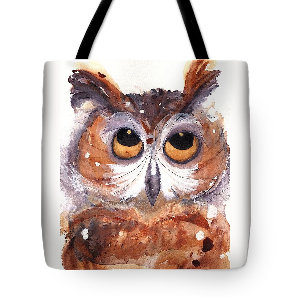 Owl Tote Bag featuring the painting Oh Boy by Dawn Derman