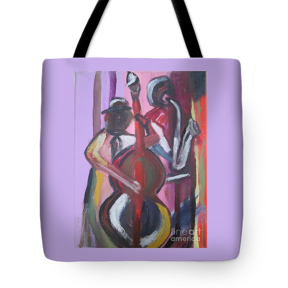 Jazz Tote Bag featuring the painting Oh for the Music by Jennylynd James