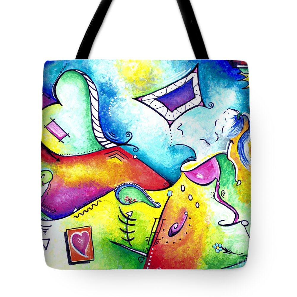 Heart Tote Bag featuring the painting Oh Happy Day by Shelly Tschupp