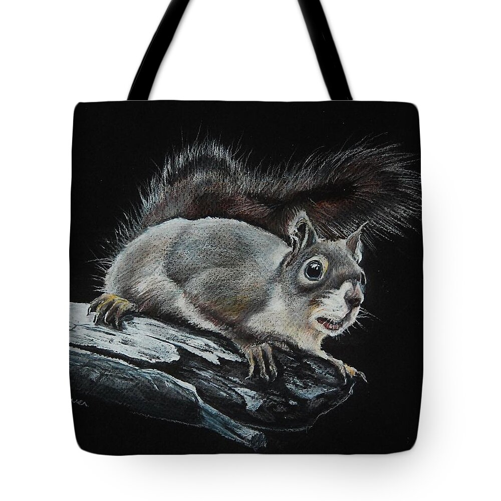 Squirrel Tote Bag featuring the drawing Oh Nuts by Jean Cormier