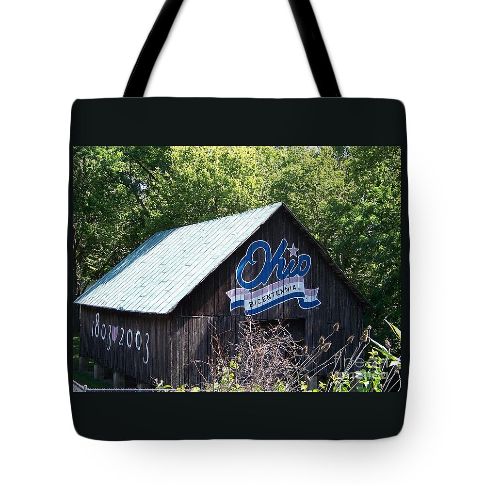 Barn Tote Bag featuring the photograph Ohio Bicentennial Barn - Pike County by Charles Robinson