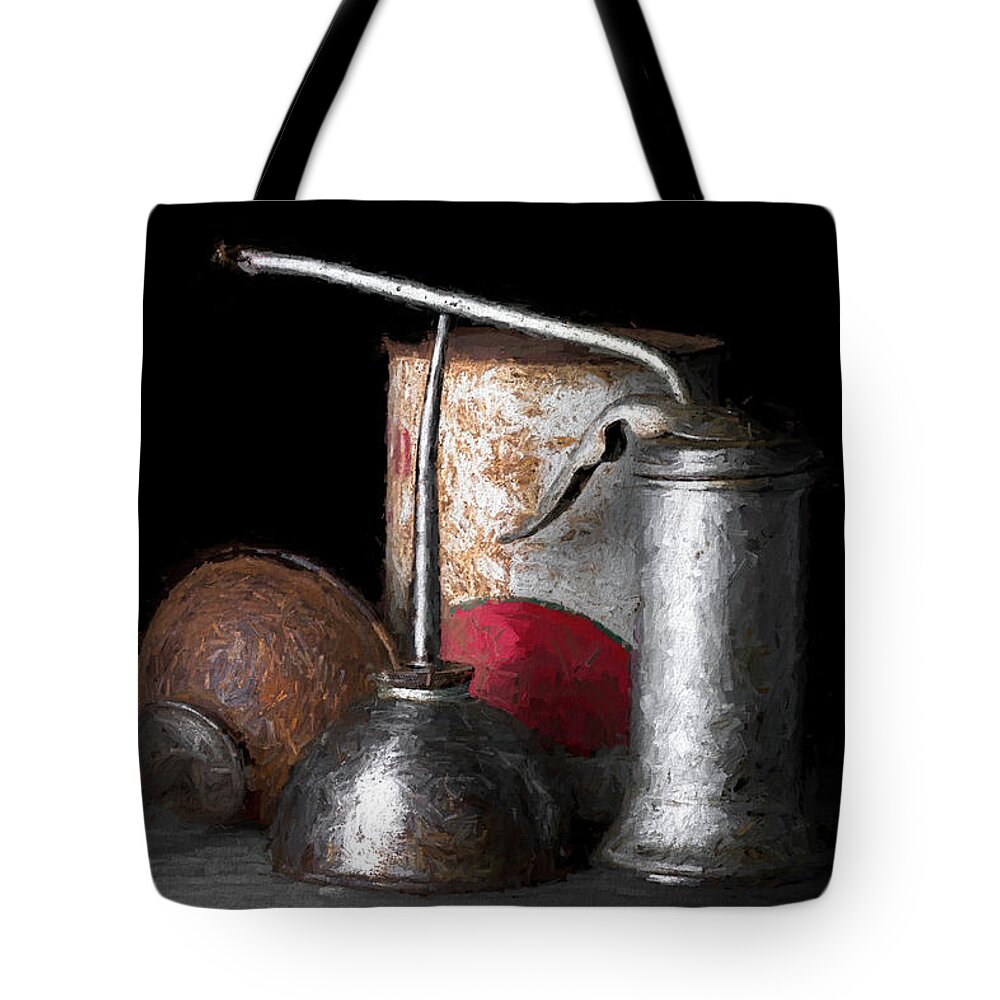 Oil Tote Bag featuring the photograph Oil Can Still Life by Tom Mc Nemar