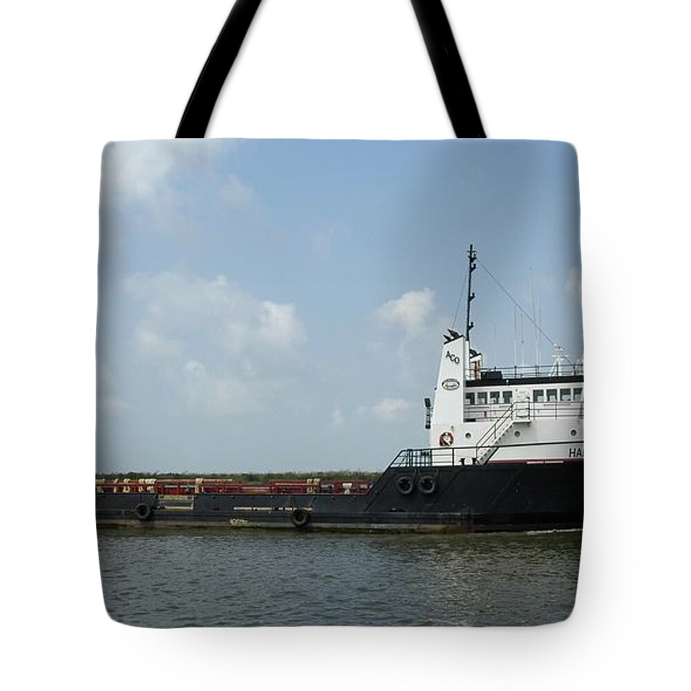 Crew Boat Tote Bag featuring the photograph Oil rig support vessel HJ Callais by Bradford Martin