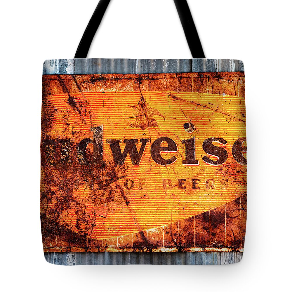 Old Tote Bag featuring the photograph Old Budweiser Sign by M G Whittingham