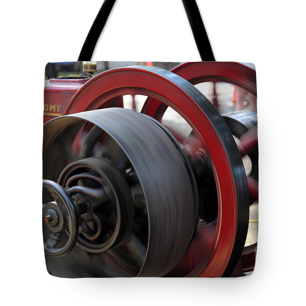 County Fair Tote Bag featuring the photograph Old Economy Gas Engine on Display at a County Fair by William Kuta