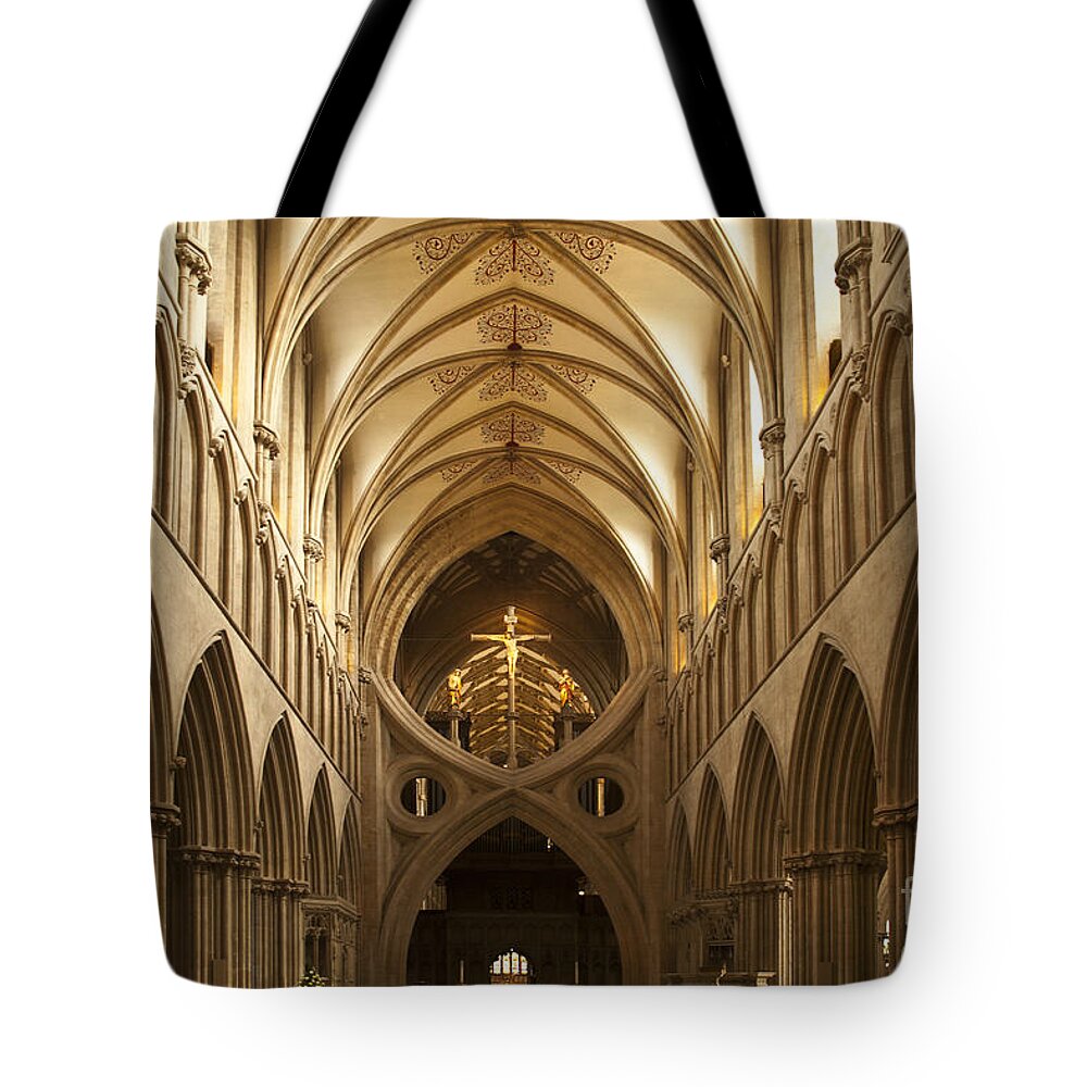 Architecture Tote Bag featuring the photograph Old English Style Cathedral by Heiko Koehrer-Wagner