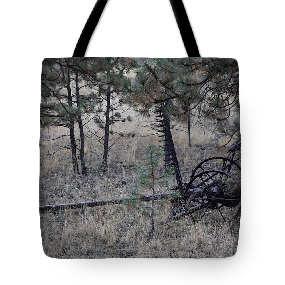 Old Tote Bag featuring the photograph Old Farm Implement Lake George CO #4 by Margarethe Binkley