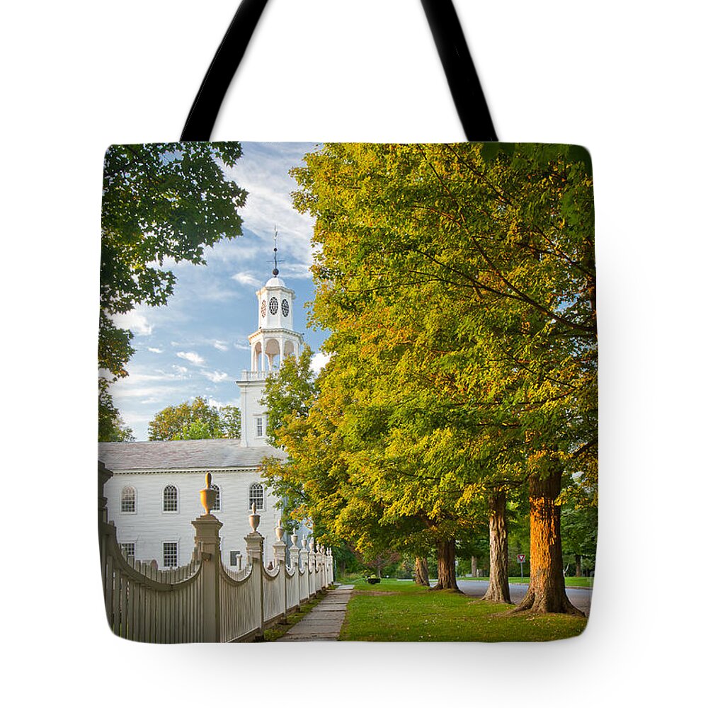 Architectural Detail Tote Bag featuring the photograph Old First Churchin Bennington by Susan Cole Kelly