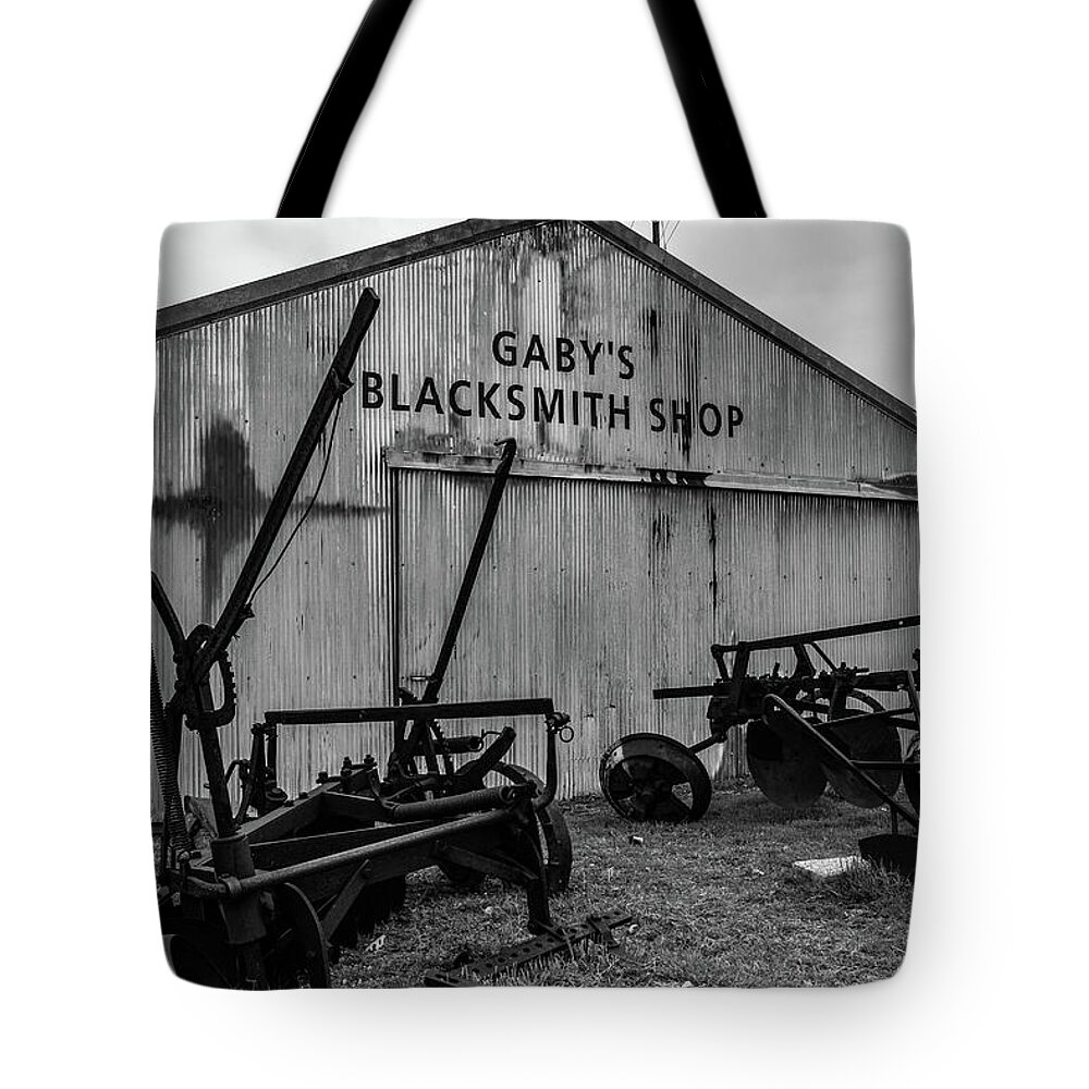 Blacksmith Tote Bag featuring the photograph Old Frisco Blacksmith Shop by Nicole Lloyd