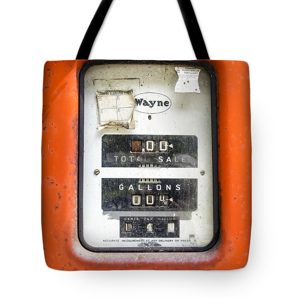 Putney Road Putney Vermont Tote Bag featuring the photograph Old Gas Pump by Tom Singleton