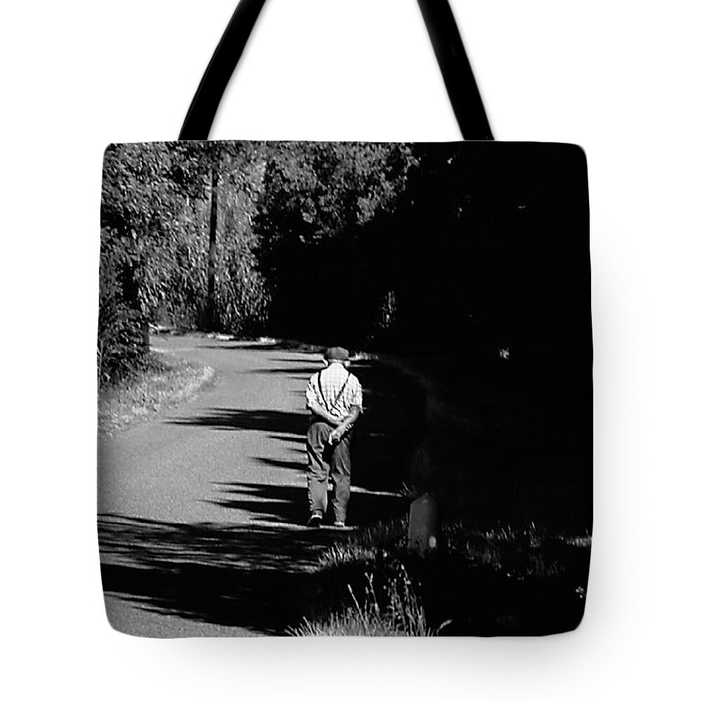 Art Tote Bag featuring the photograph Old Man on a Walk by Frank DiMarco