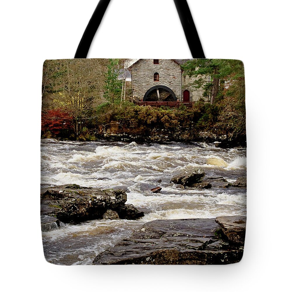 Old Mill Tote Bag featuring the photograph Old Mill at Dochart waterfalls by Elena Perelman