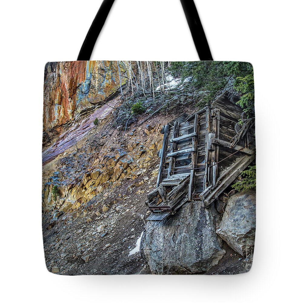 San Juan Mountains Tote Bag featuring the photograph Old Mining Structure in Ouray Colorado by Jaime Miller