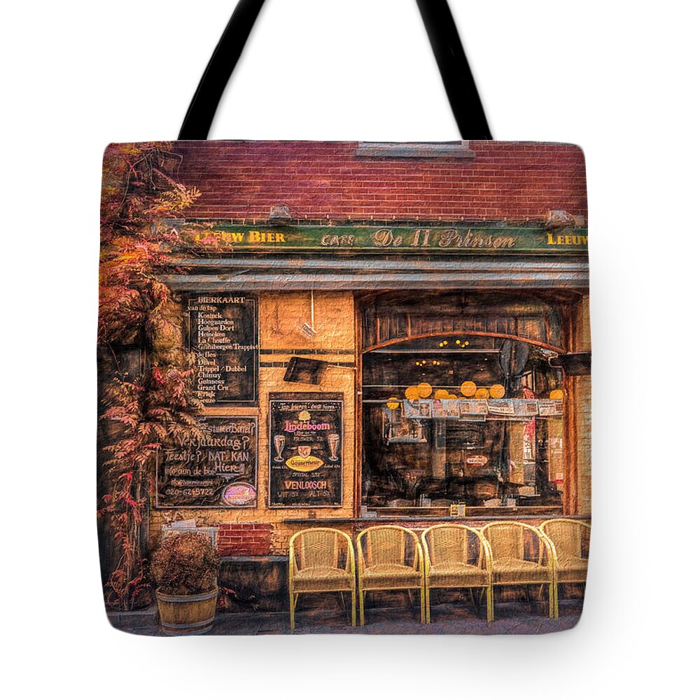 Garden Tote Bag featuring the photograph Old Painting of a Little Pub Downtown Amsterdam by Debra and Dave Vanderlaan