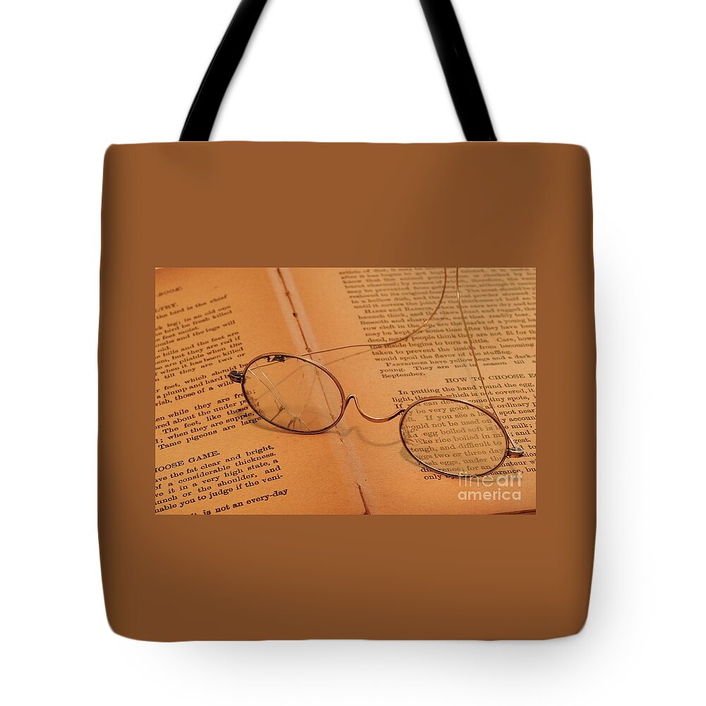 Glasses Tote Bag featuring the photograph Old Reading Specs by Jan Gelders