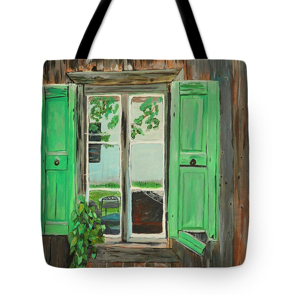 Wood Shed Tote Bag featuring the painting Old Shed by David Bigelow