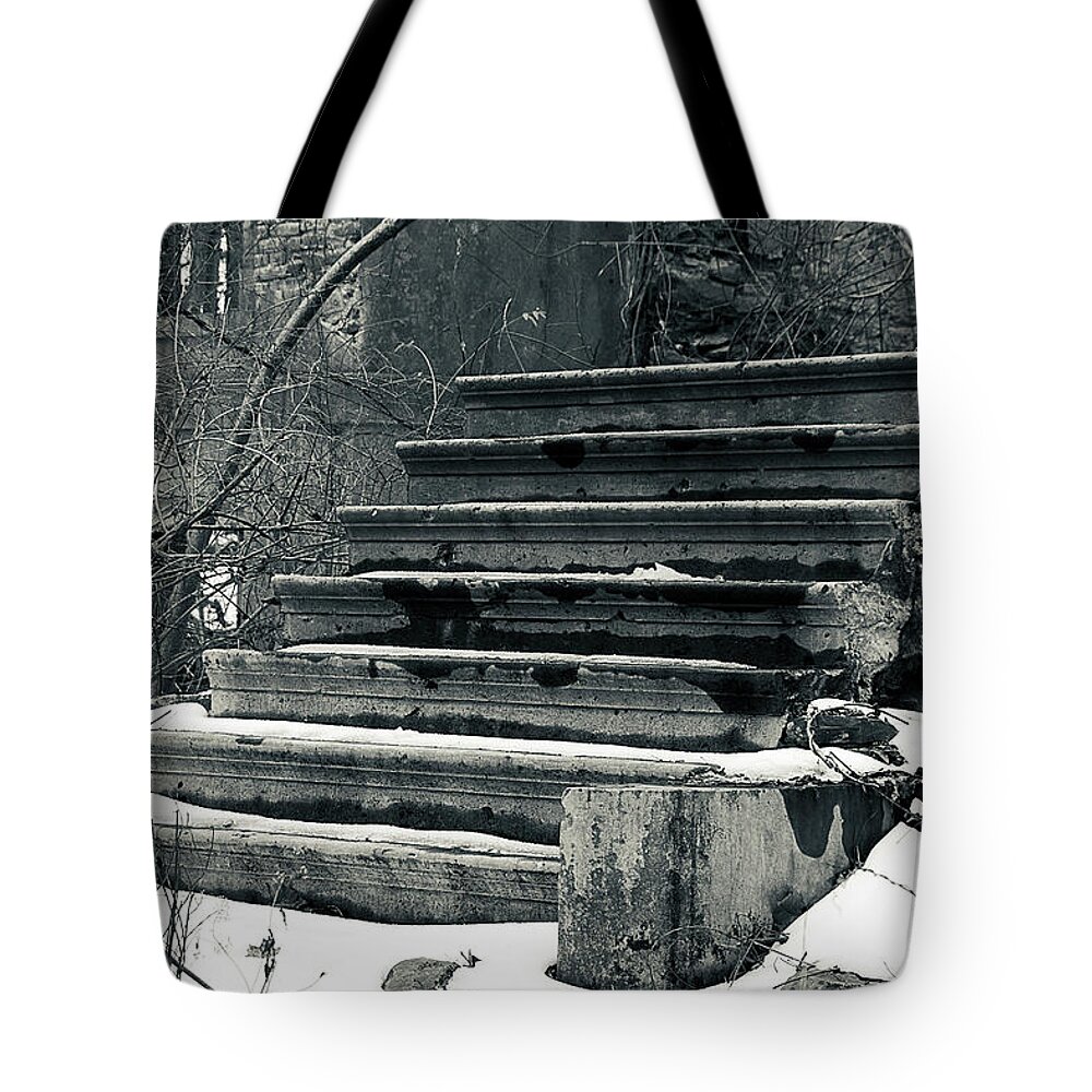 Architecture Tote Bag featuring the photograph Old Stairs to Nowhere by Jeff Severson