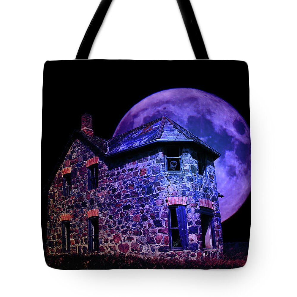 Saskatchewan Tote Bag featuring the digital art Old Stone Ghost by Andrea Lawrence