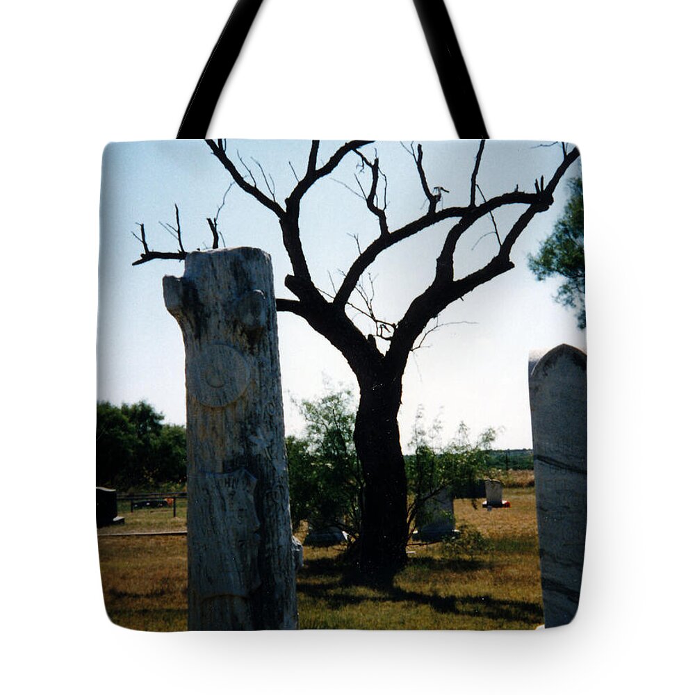 Stones Trees Old Headstones Tote Bag featuring the photograph Old Stones in Old Cementery by Cindy New