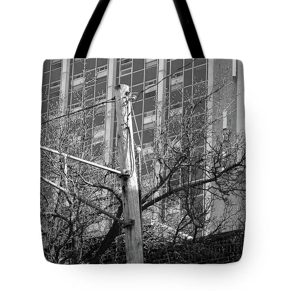 Telephone Pole Tote Bag featuring the digital art Old Telephone Pole by Phil Perkins