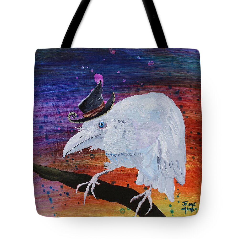 Old Raven Tote Bag featuring the painting Old Timer by Jaime Haney