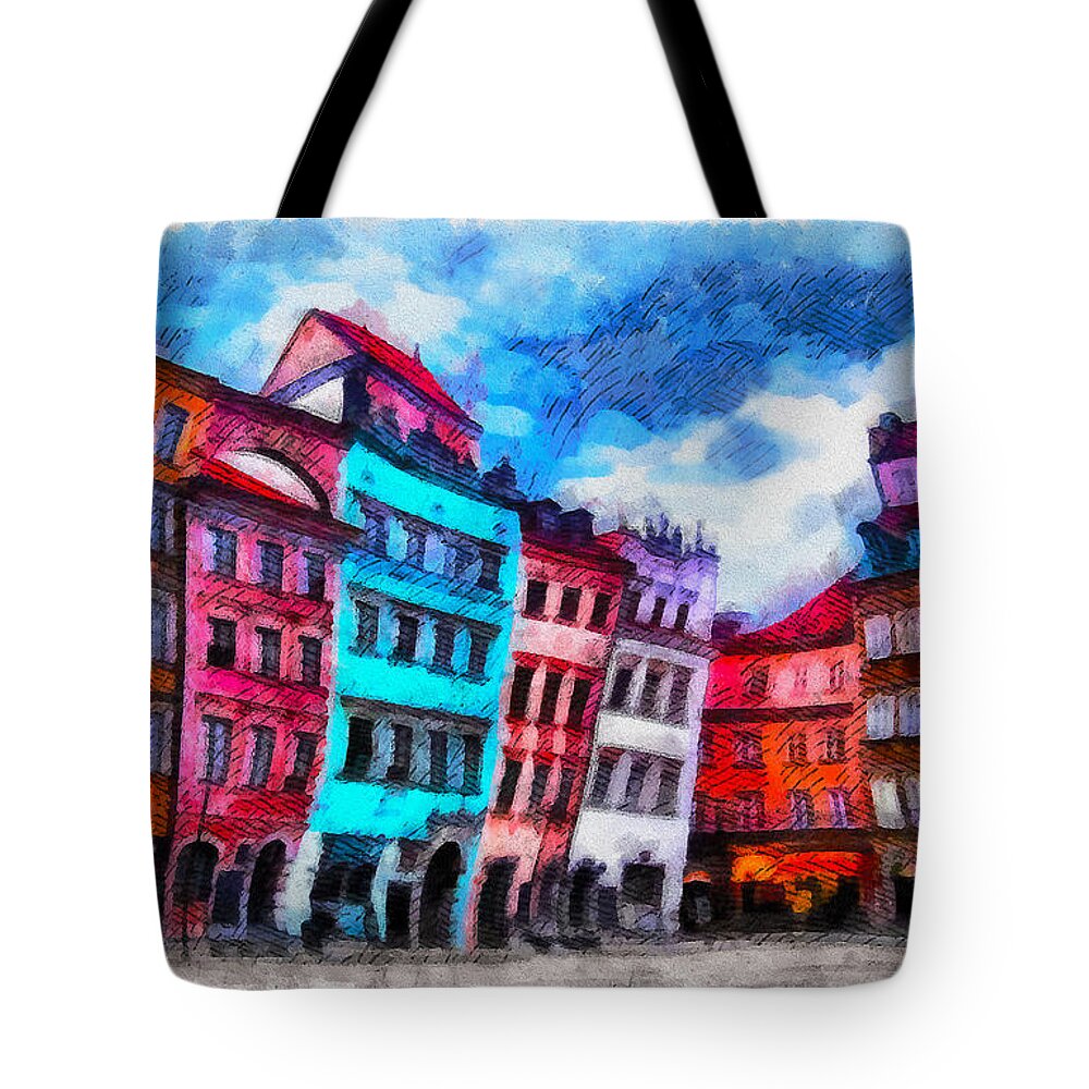 Old Town Tote Bag featuring the photograph Old Town in Warsaw #11 by Aleksander Rotner