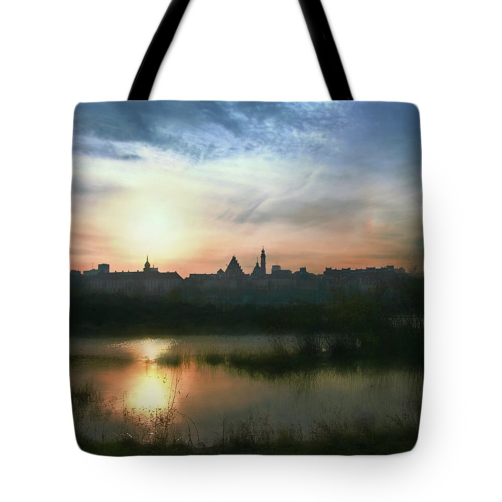 Panorama Tote Bag featuring the photograph Old Town in Warsaw #18 by Aleksander Rotner