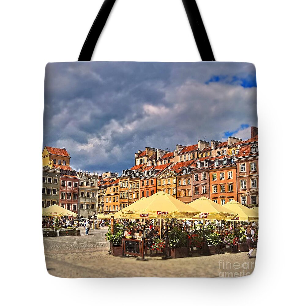 Old Town Tote Bag featuring the photograph Old Town Square in Warsaw by Agnes Caruso
