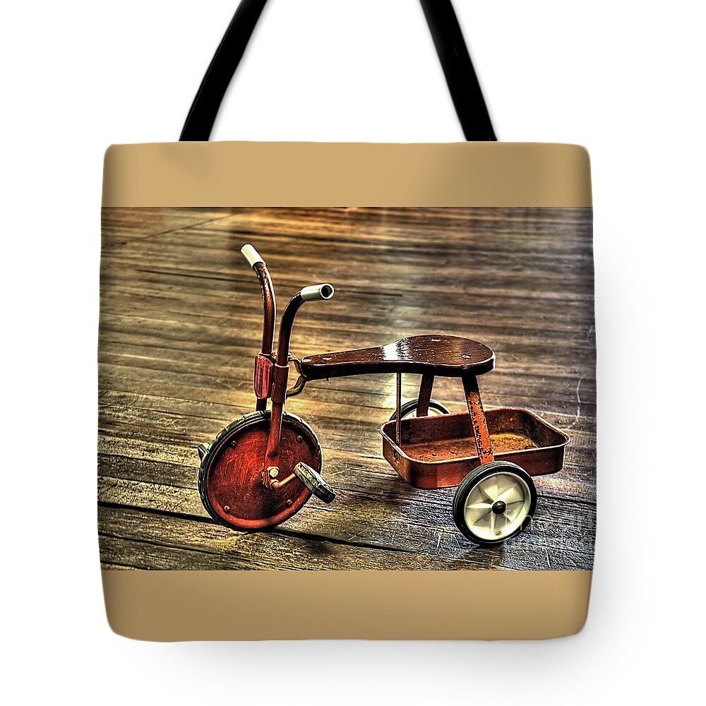 Old Tricycle Tote Bag featuring the photograph Old Tricycle by Kaye Menner