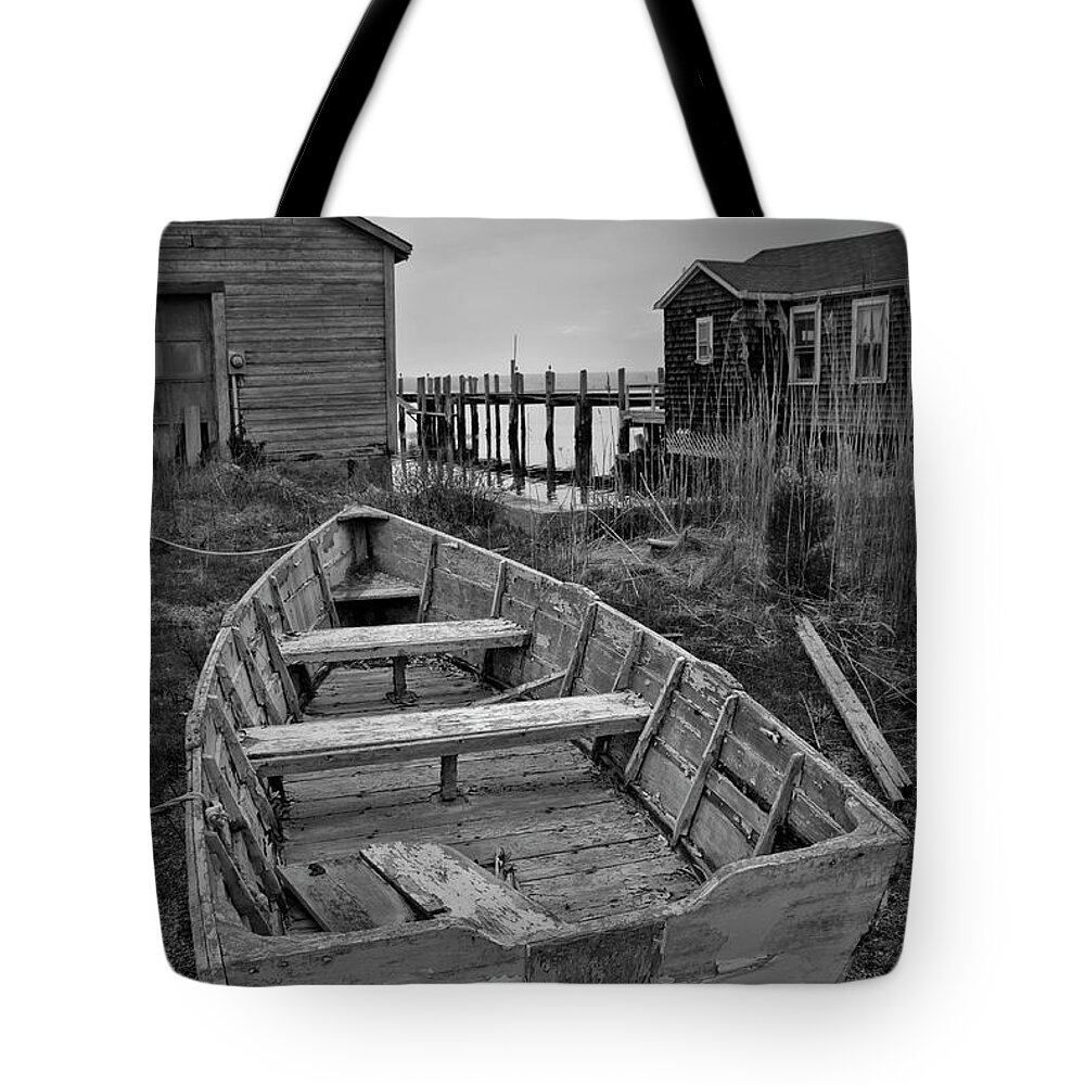 Old Tote Bag featuring the photograph Old Wooden Boat BW by David Gordon