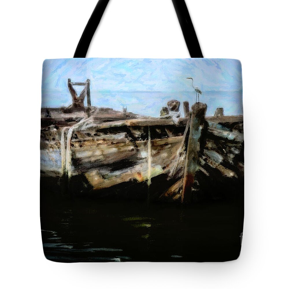 Nautical Tote Bag featuring the painting Old Wooden Fishing Boat by Chris Armytage