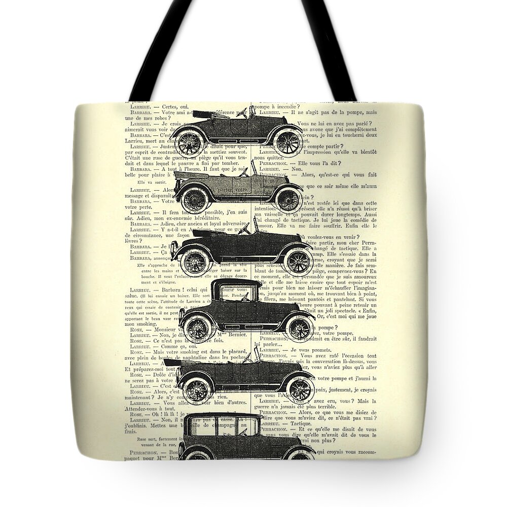 Collection Oldtimers In Black And White Vintage Illustration Tote Bag by  Madame Memento - Fine Art America