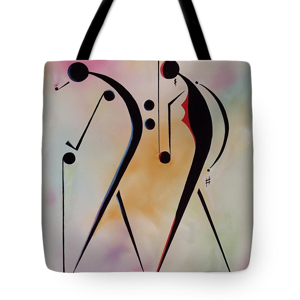 Elderly Tote Bag featuring the painting Ole Folks by Ikahl Beckford