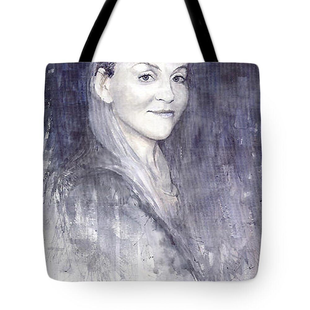 Watercolour On Paper Tote Bag featuring the painting Olga by Yuriy Shevchuk