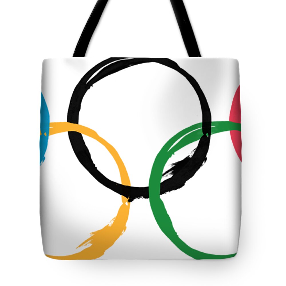 Olympics Tote Bag featuring the digital art Olympic Ensos by Julie Niemela