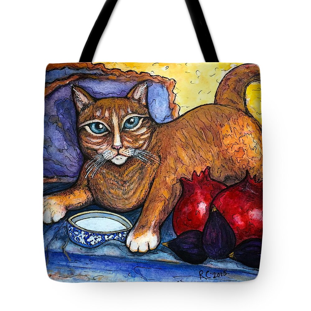 Original Painting Tote Bag featuring the painting On a Lap of Luxury by Rae Chichilnitsky