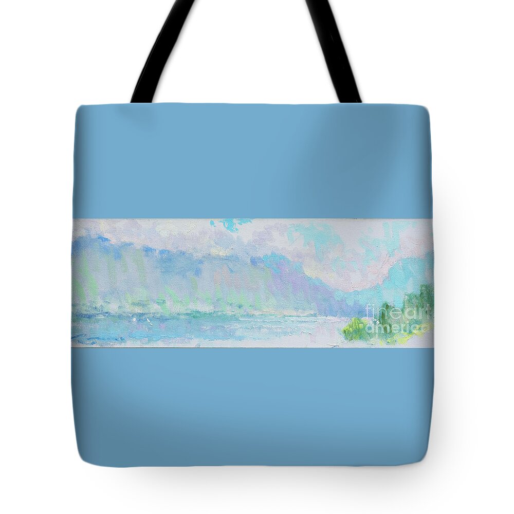 Lake Painting Tote Bag featuring the painting Sunday Kisses by Jerry Fresia