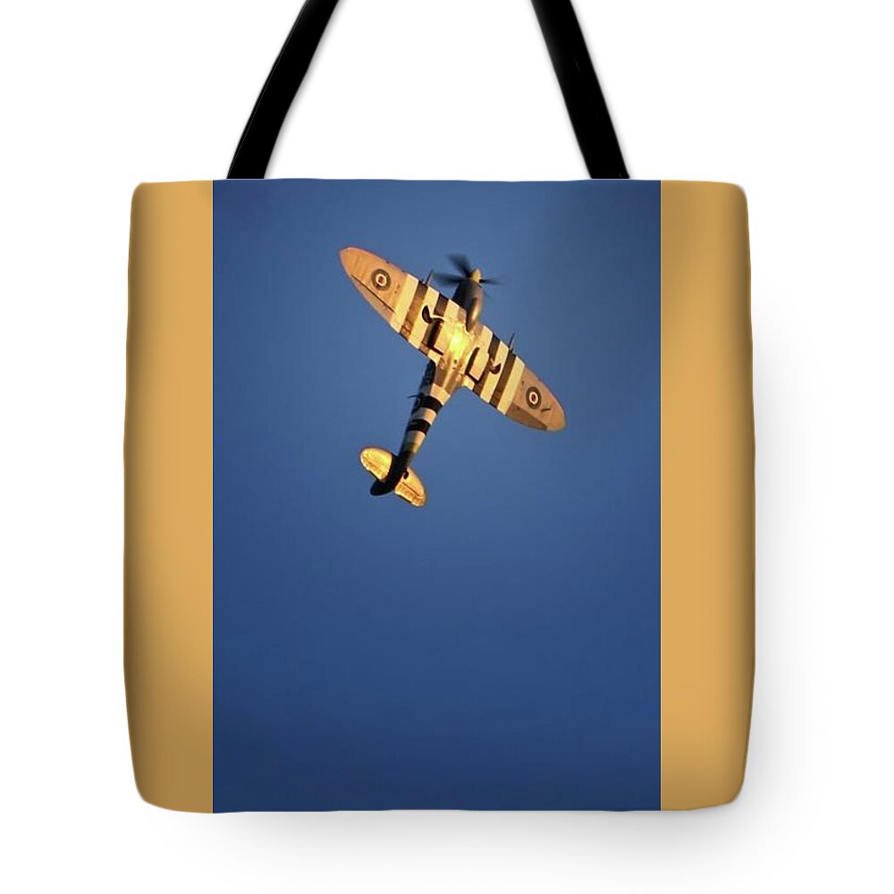 Fighter Aircraft Tote Bag featuring the photograph On Golden Wings by Gus McCrea