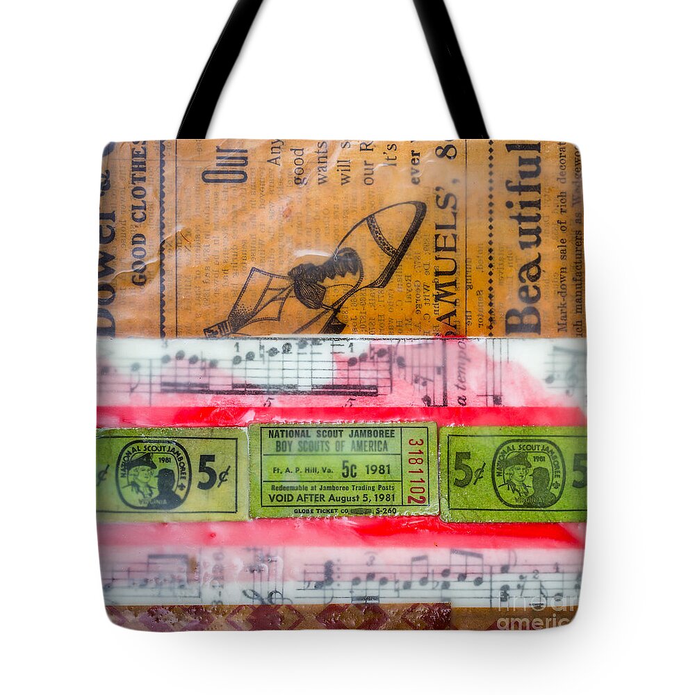 Encaustic Tote Bag featuring the painting On Sale Mixed Media Encaustic by Edward Fielding
