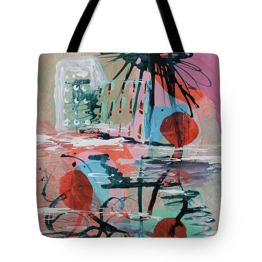 Landscape Tote Bag featuring the mixed media On the Beach by April Burton