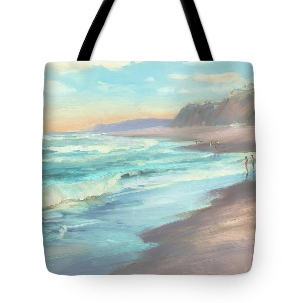 Ocean Tote Bag featuring the painting On the Beach by Steve Henderson