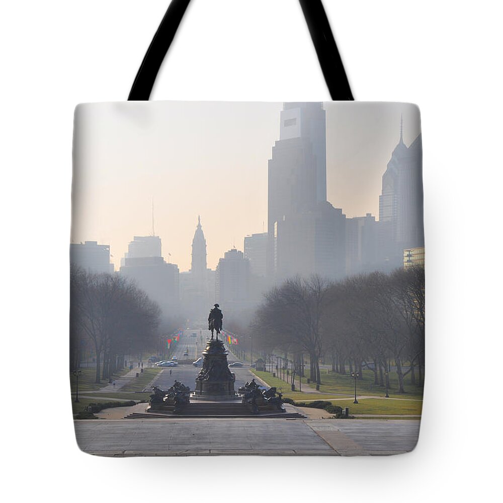 The Tote Bag featuring the photograph On the Benjamin Franklin Parkway - Philadelphia by Bill Cannon