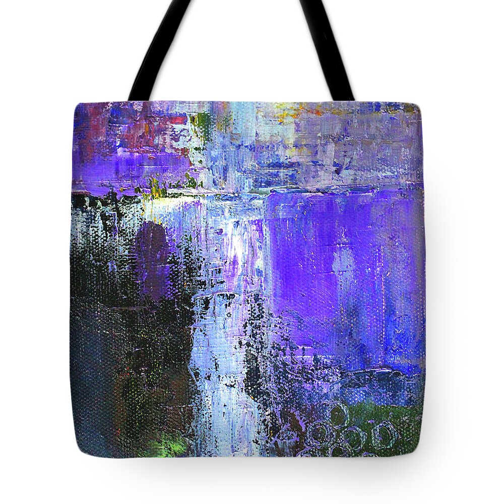 Ultraviolet Abstract Tote Bag featuring the painting On the Edge by Nancy Merkle