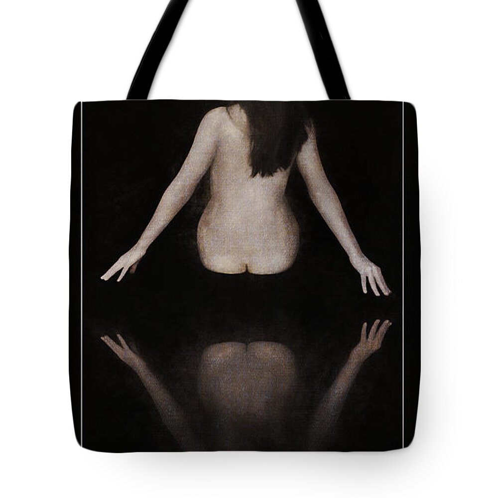 Nude Tote Bag featuring the photograph On the Edge of the Black Pool by Aleksander Rotner