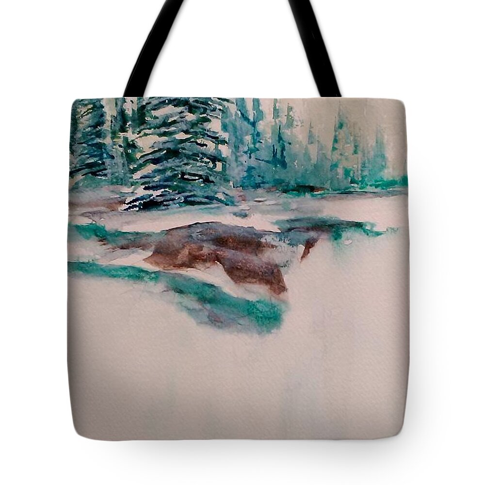 Watercolour Landscape Painting Tote Bag featuring the painting On the Edge - Pisew by Desmond Raymond