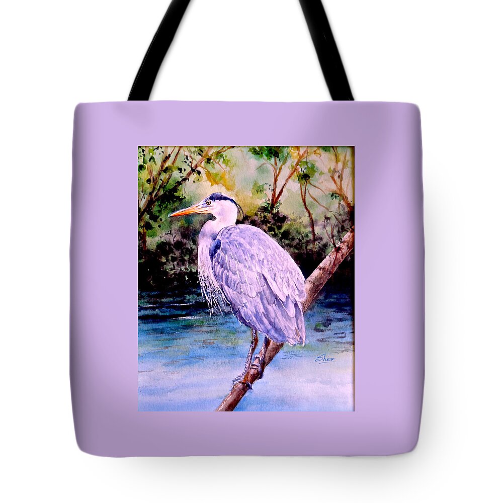 Watercolour Painting Tote Bag featuring the painting On the Lookout by Sher Nasser