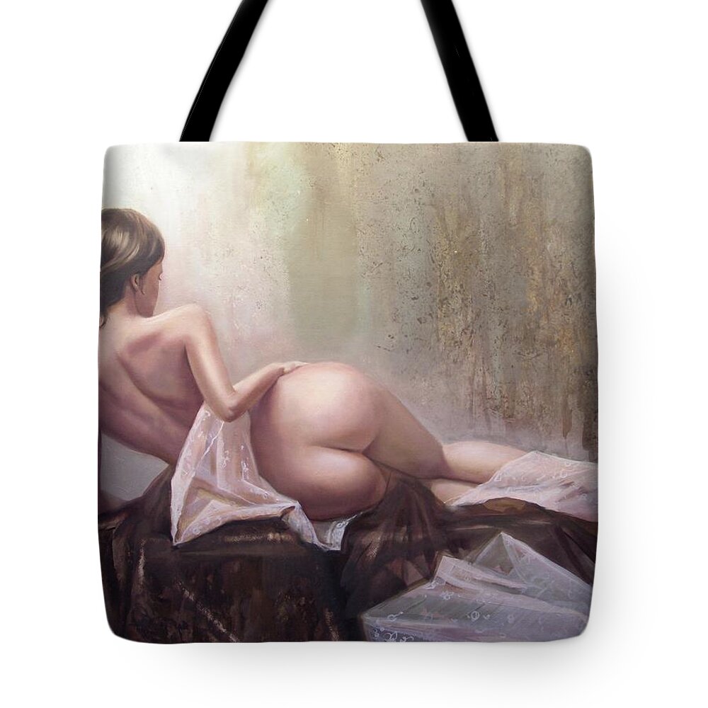 Art Tote Bag featuring the painting On the podium by Sergey Ignatenko