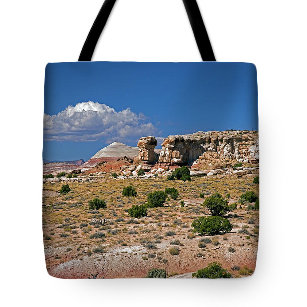 Capital Reef National Park Tote Bag featuring the photograph On the road to Cathedral Valley by Cindy Murphy - NightVisions