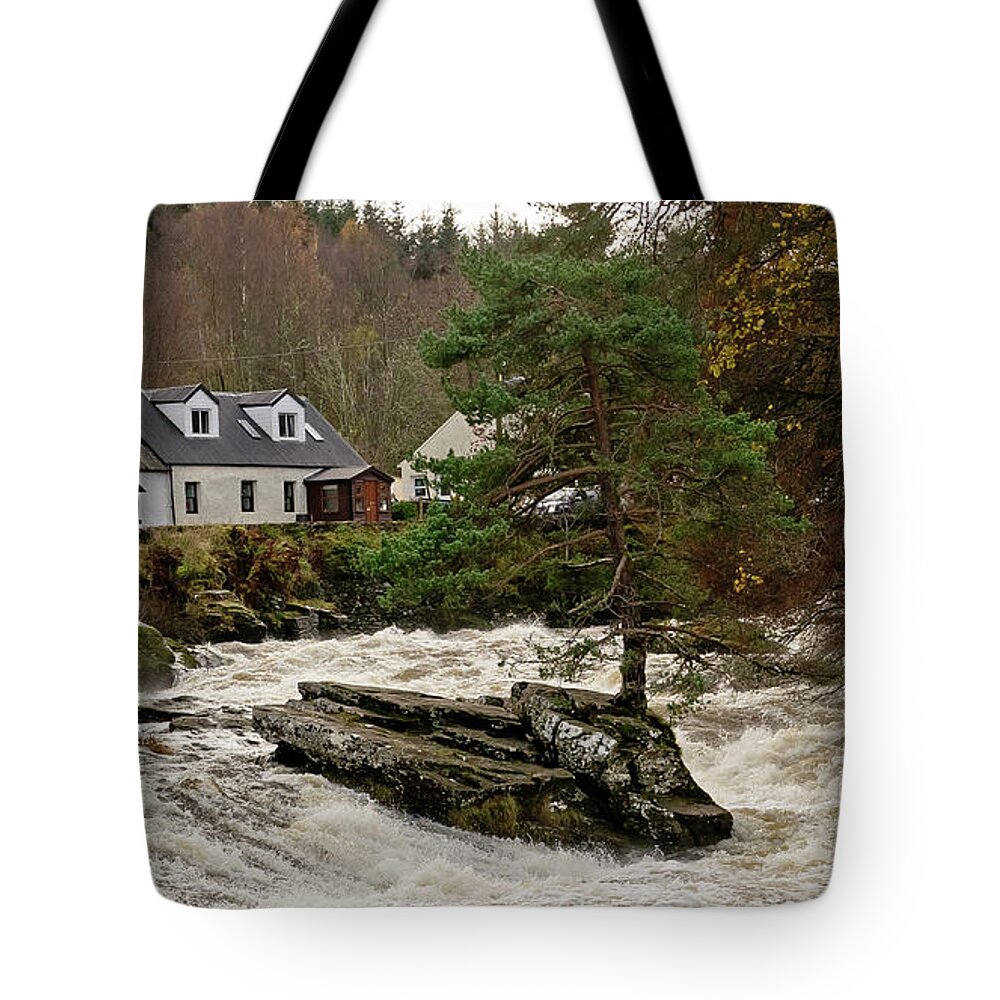 Scotland Tote Bag featuring the photograph On the rock surrounded by waters by Elena Perelman