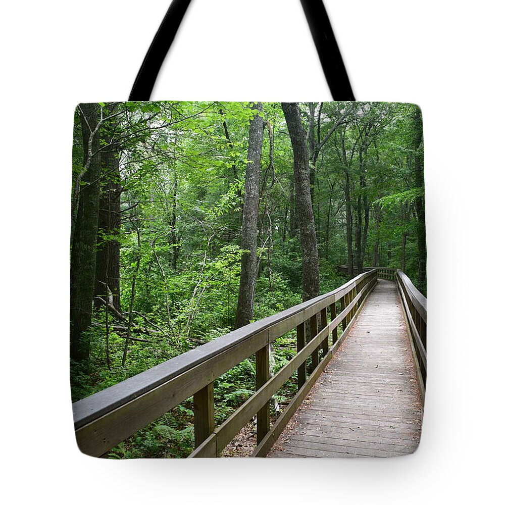 Upper Roaring Brook Tote Bag featuring the photograph On the Trail by Leslie M Browning